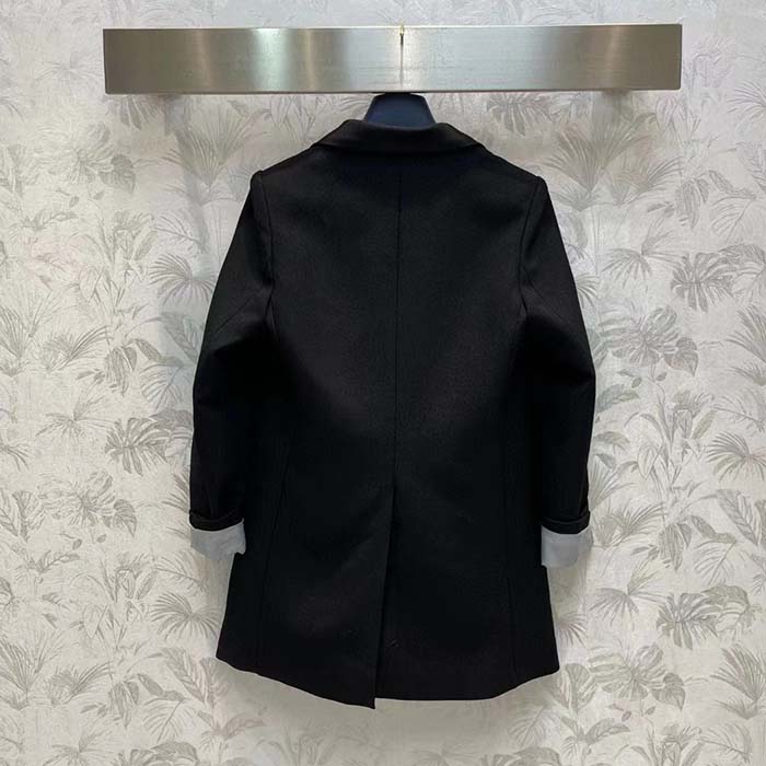 Louis Vuitton Women LV Jewel Button Tuxedo Jacket Cotton Wool Mohair Black