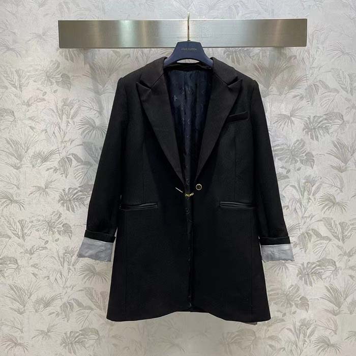 Louis Vuitton Women LV Jewel Button Tuxedo Jacket Cotton Wool Mohair Black