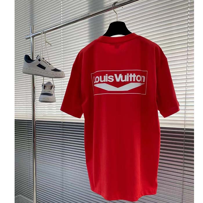 Louis Vuitton Women LV SKI Short-Sleeved Cotton T-Shirt Regular Fit Cherry Red Cotton