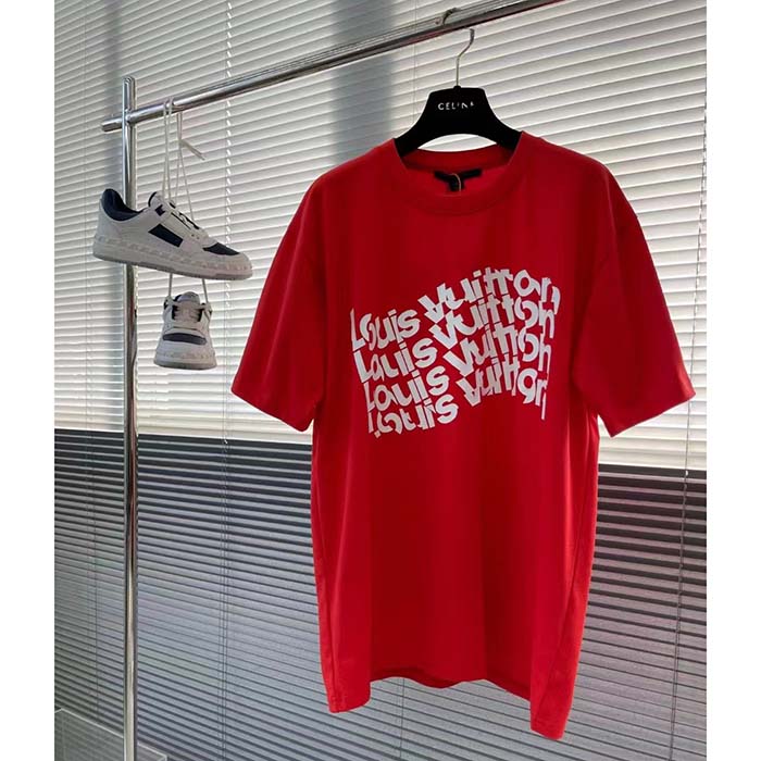 Louis Vuitton Women LV SKI Short-Sleeved Cotton T-Shirt Regular Fit Cherry Red Cotton