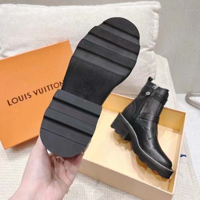 Louis Vuitton Women Shoes LV Beaubourg Ankle Boot Black Calf Leather Micro Outsole