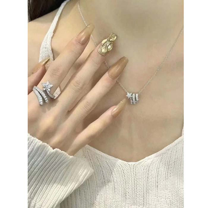 chanel women cc Étoile filante necklace 18k white gold Di*m*nds