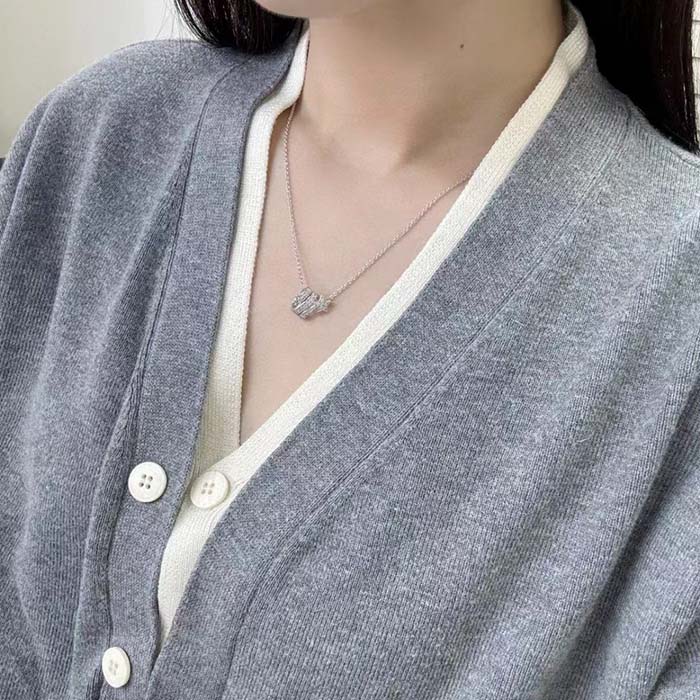 chanel women cc Étoile filante necklace 18k white gold Di*m*nds