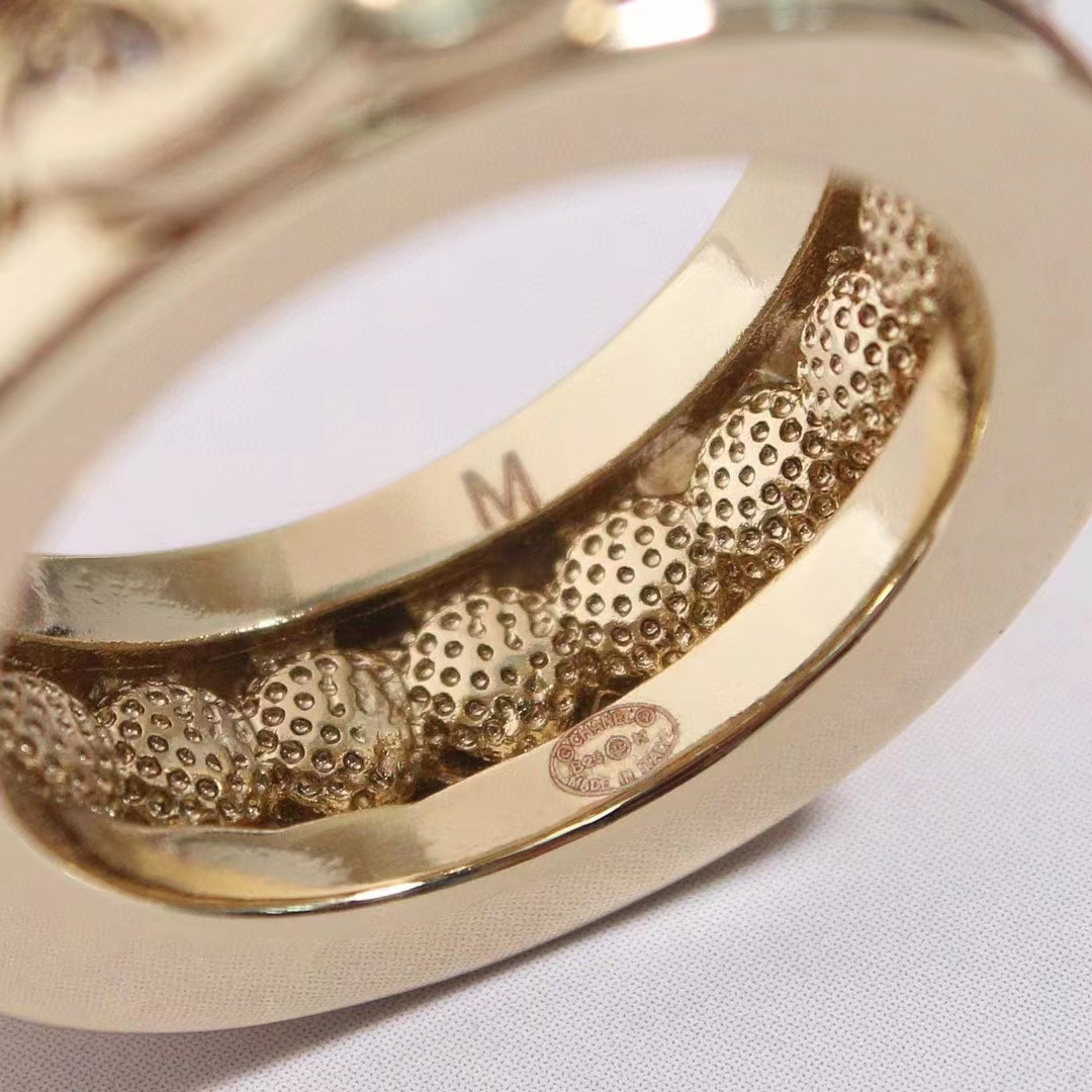 Chanel Women CC Ring Metal Strass Gold Crystal