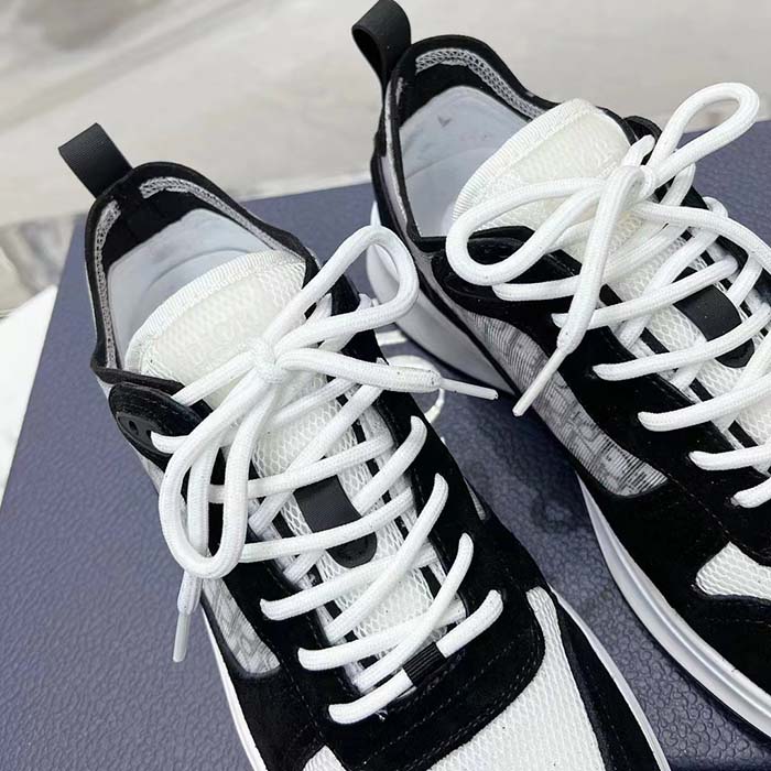 Dior Unisex B25 Runner Sneaker Black Suede White Technical Mesh Black Oblique Canvas Reference: 3SN259YUH_H960