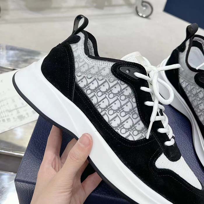 Dior Unisex B25 Runner Sneaker Black Suede White Technical Mesh Black Oblique Canvas Reference: 3SN259YUH_H960