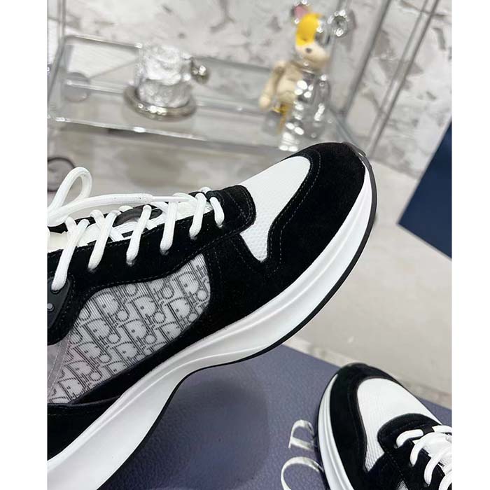 Dior Unisex B25 Runner Sneaker Black Suede White Technical Mesh Black Oblique Canvas Reference: 3SN259YUH_H960