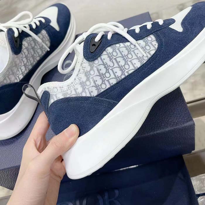 Dior Unisex CD B27 Low-Top Sneaker White Smooth Calfskin Blue Denim Oblique Galaxy Leather Reference: 3SN272ZAC_H580
