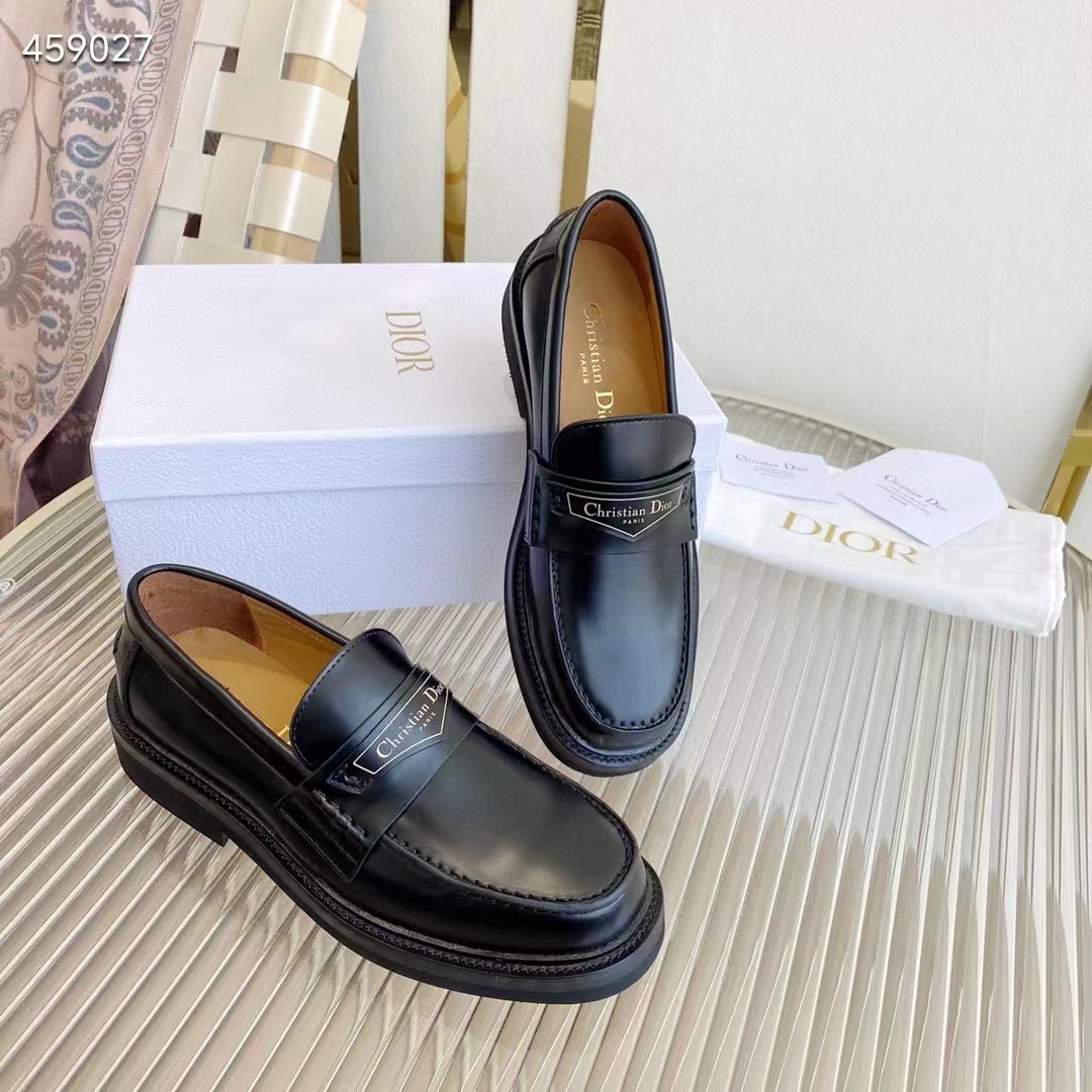 Dior Unisex CD Dior Boy Loafer Black Brushed Calfskin Christian Dior Paris Signature