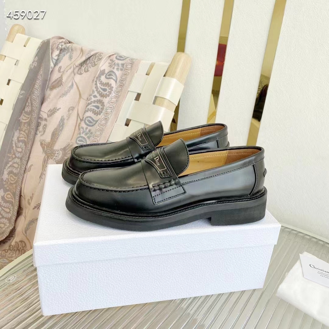Dior Unisex CD Dior Boy Loafer Black Brushed Calfskin Christian Dior Paris Signature