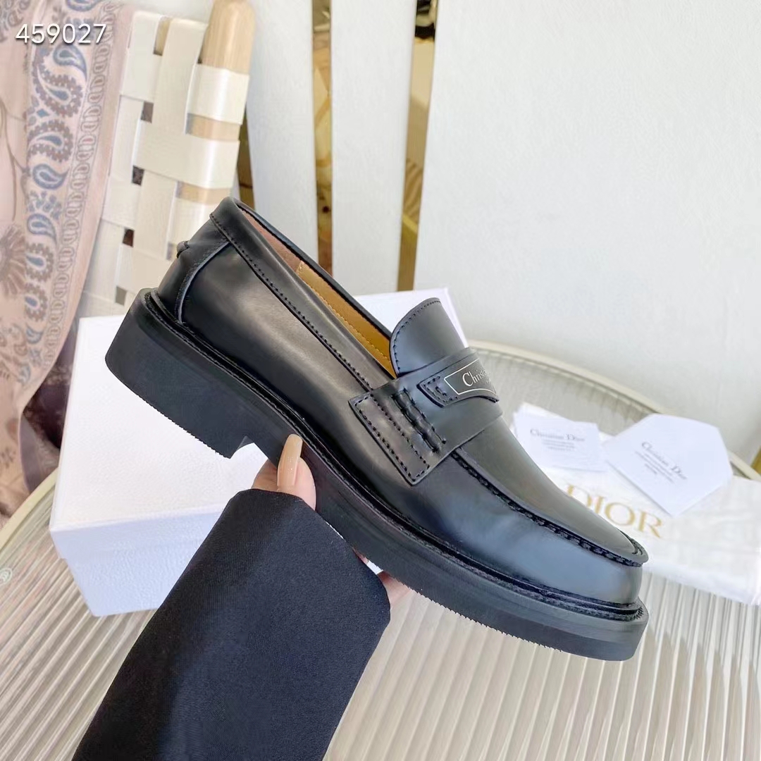 Dior Unisex CD Dior Boy Loafer Black Brushed Calfskin Christian Dior Paris Signature