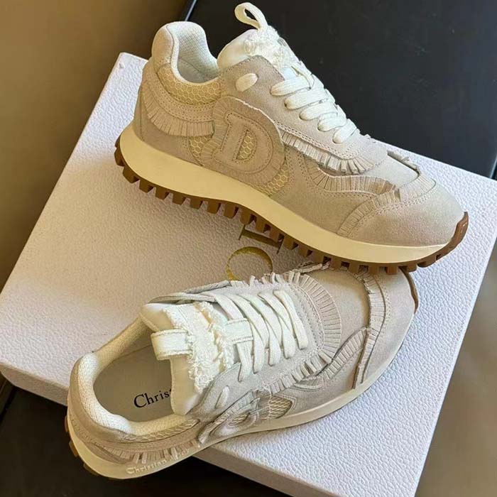 Dior Unisex C’est Dior Sneaker Ecru Suede Calfskin Mesh Reference: KCK403SUH_S03W