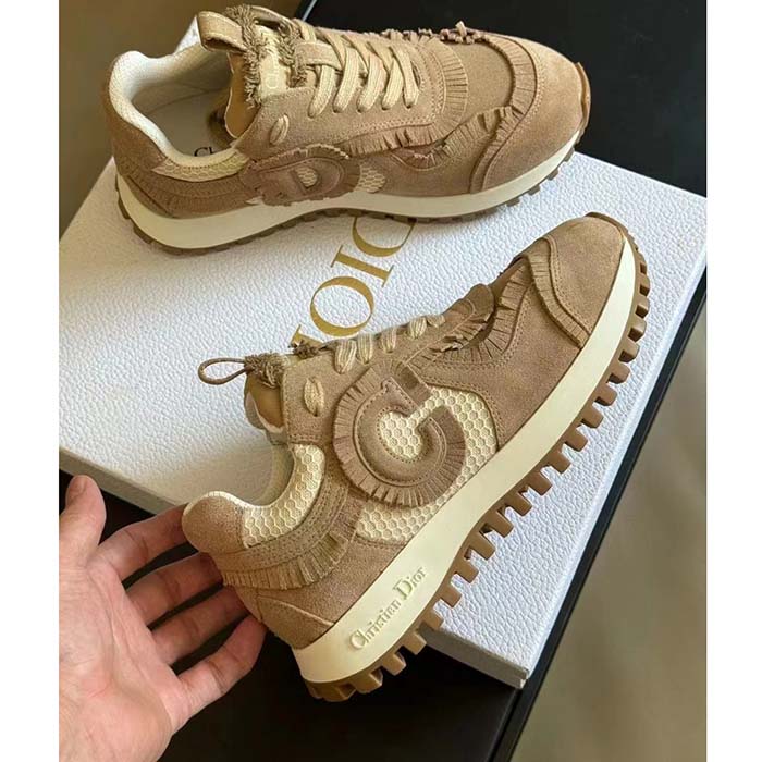 Dior Unisex C’est Dior Sneaker Nude Suede Calfskin Mesh Reference: KCK403SUH_S18U