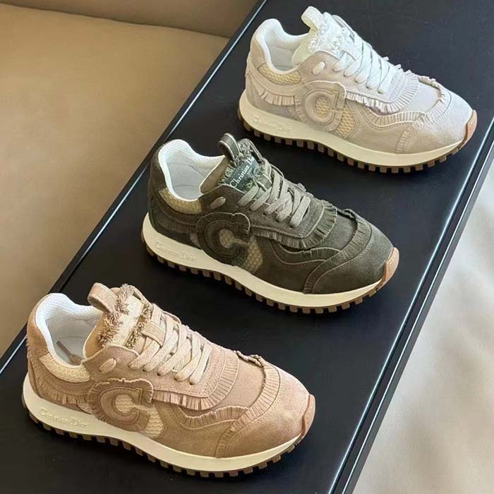 Dior Unisex C’est Dior Sneaker Khaki Suede Calfskin Mesh Reference: KCK403SUH_S23H