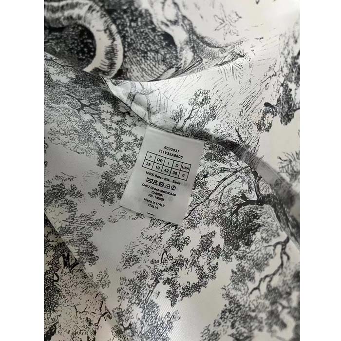 Dior Women CD Dior Chez Moi Shirt White Navy Blue Toile De Jouy Silk Twill