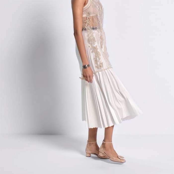 Dior Women CD Dior Rose Pump Nude Suede Calfskin Strass White Resin Pearls Reference: KCB876CST_S55U