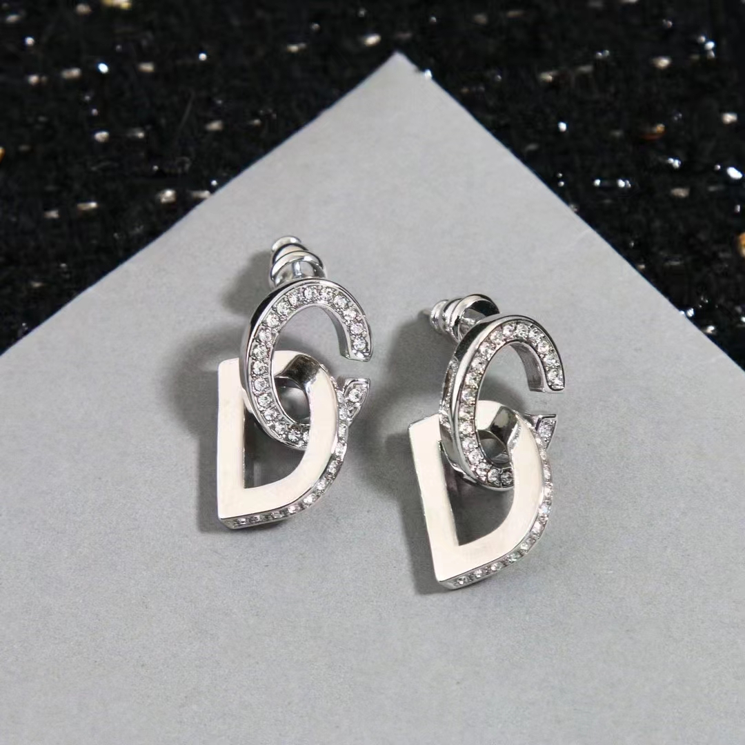 Dior Women CD Lock Earrings Silver-Finish Metal Silver-Tone Crystals
