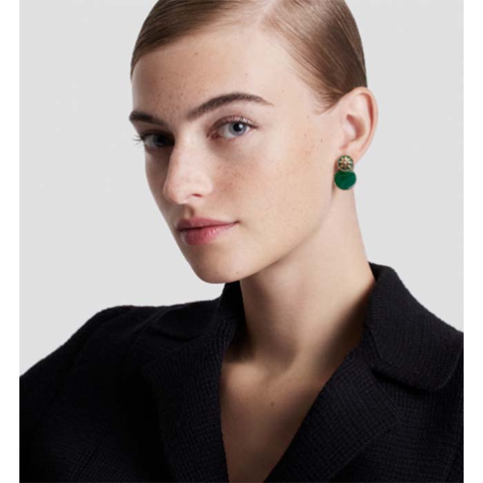 dior women cd rose des vents earring yellow gold Di*m*nds malachite