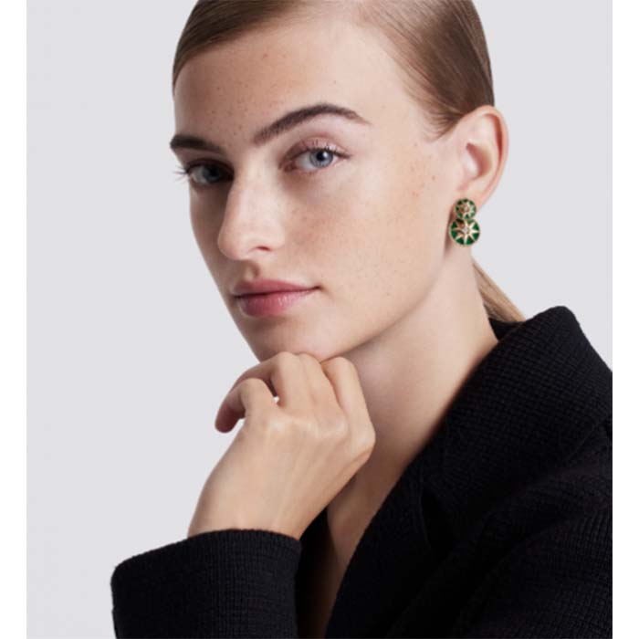 dior women cd rose des vents earring yellow gold Di*m*nds malachite