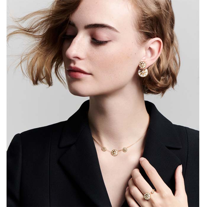dior women cd rose des vents earring yellow gold Di*m*nds pearl