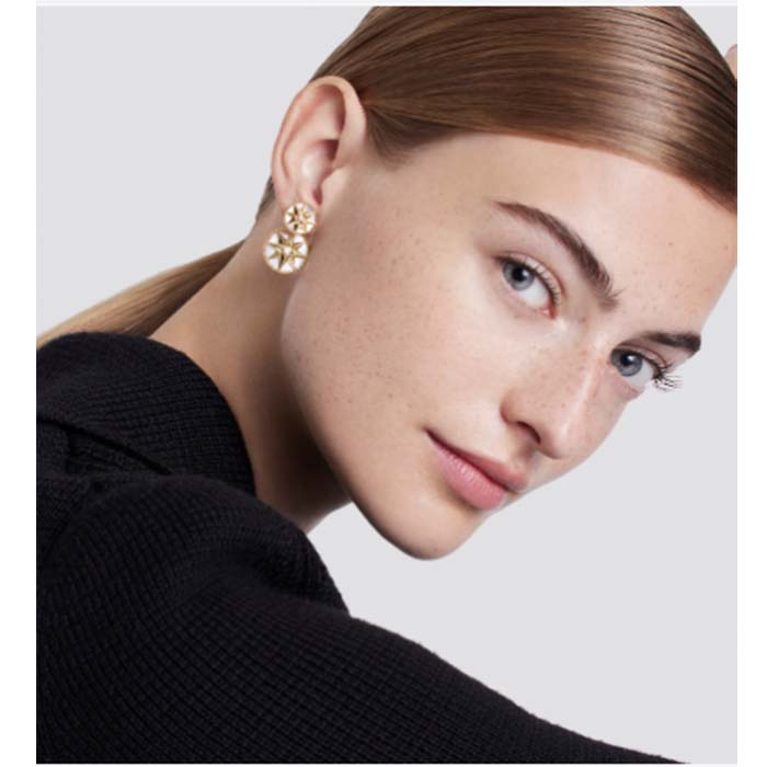 dior women cd rose des vents earring yellow gold Di*m*nds pearl