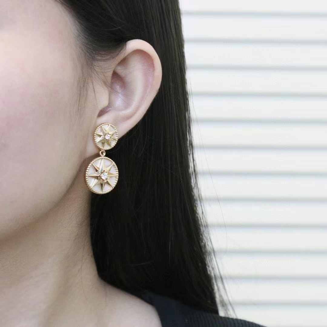 dior women cd rose des vents earring yellow gold Di*m*nds pearl