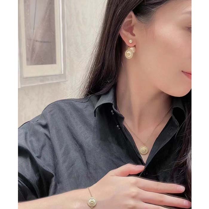 Dior Women Dior Tribales Earrings White Resin Pearls Latte Glass