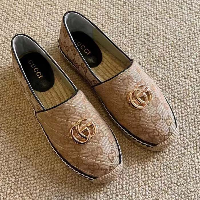 G*u*i unisex gg matelassé canvas espadrille double g flat 2 cm heel
