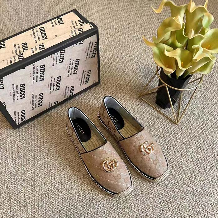 G*u*i unisex gg matelassé canvas espadrille double g flat 2 cm heel