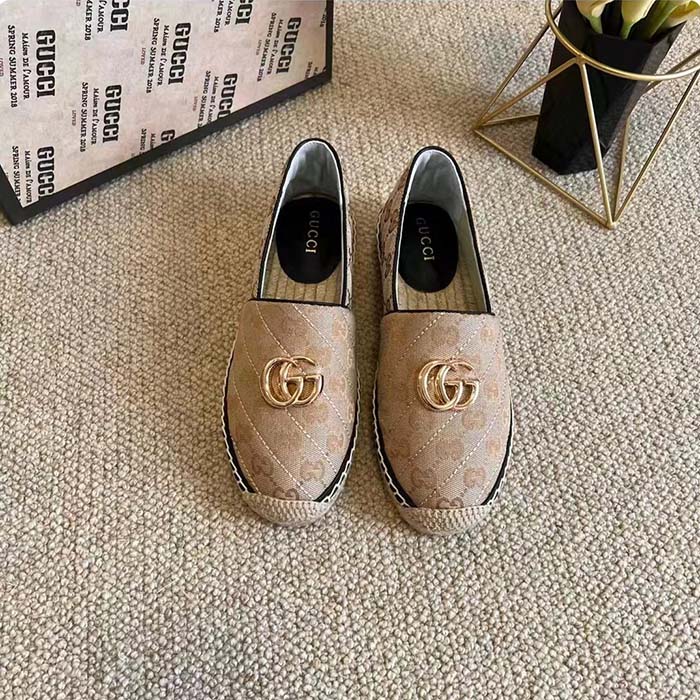 G*u*i unisex gg matelassé canvas espadrille double g flat 2 cm heel