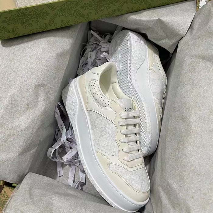 G*u*i unisex gg sneaker white grey supreme canvas mid-heel