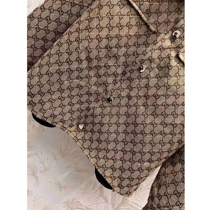 G*u*i men gg canvas shirt point collar dropped shoulder long sleeves