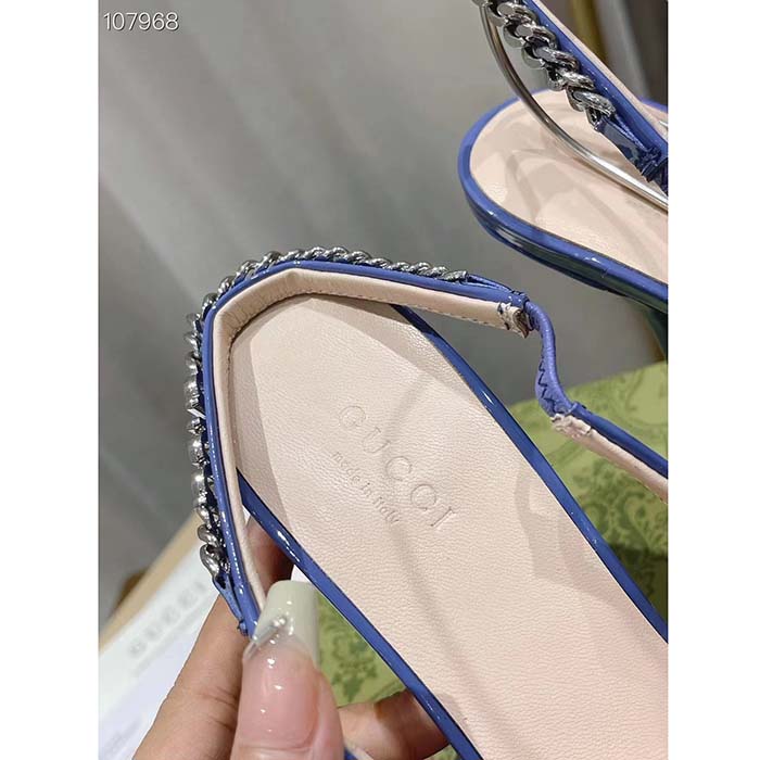 G*u*i women gg G*u*i signoria slingback pump lilac patent leather high heel