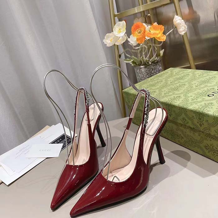 G*u*i women gg G*u*i signoria slingback pump red patent leather high heel