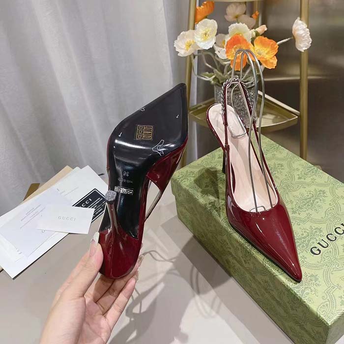 G*u*i women gg G*u*i signoria slingback pump red patent leather high heel