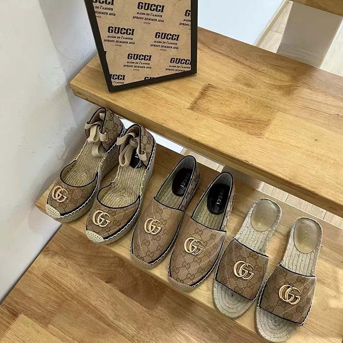G*u*i unisex gg matelassé canvas espadrille double g flat 2 cm heel