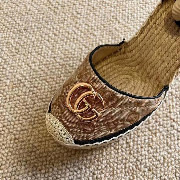 G*u*i women gg matelassé platform espadrille double g high 12 cm heel