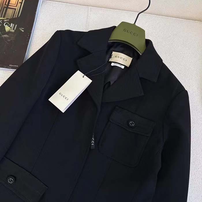 G*u*i men gg wool jacquard jacket black lined notch lapel petite fit