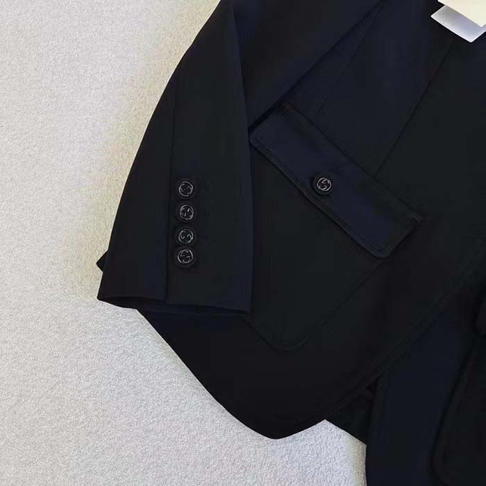 G*u*i men gg wool jacquard jacket black lined notch lapel petite fit
