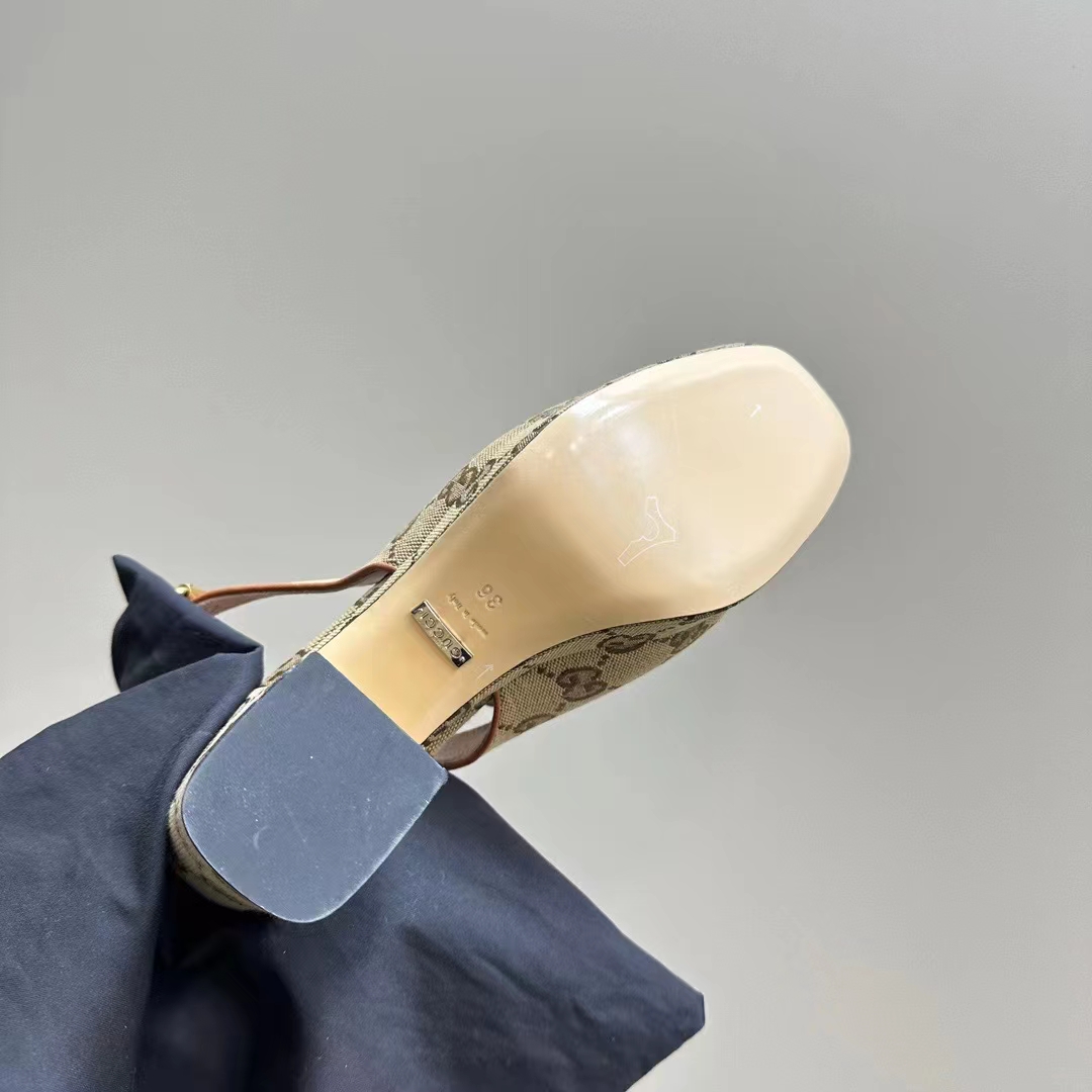 G*u*i women horsebit mule beige ebony original gg canvas mid 8.4 cm heel style ‎776916 g1730 9755