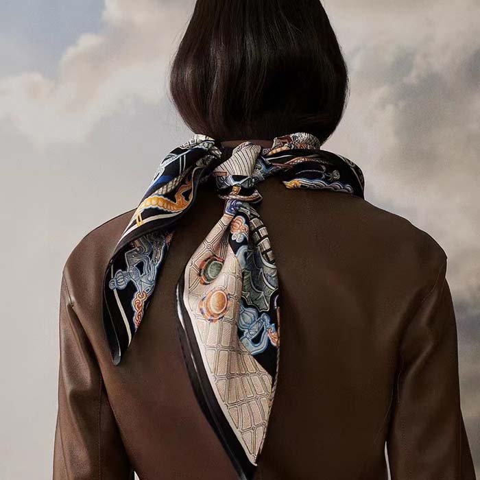 Hermes Women Super Silk Quest Detail Scarf 45 Twill