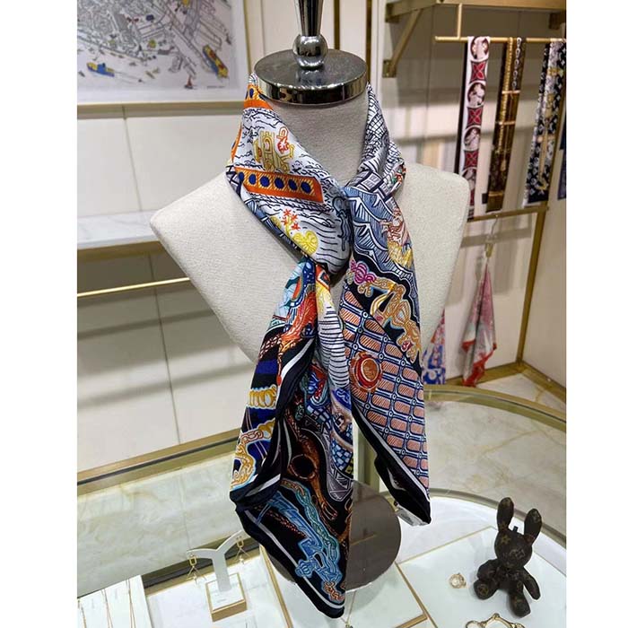 Hermes Women Super Silk Quest Detail Scarf 45 Twill