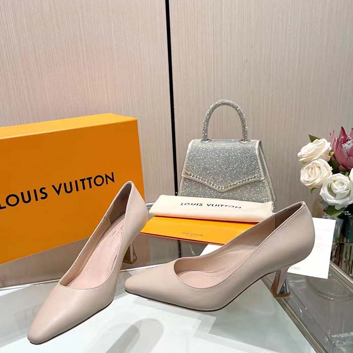 Louis Vuitton LV Women Sparkle Pump Beige Calf Leather Elasticized 6.5 Cm Heel