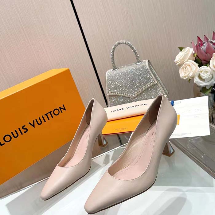 Louis Vuitton LV Women Sparkle Pump Beige Calf Leather Elasticized 6.5 Cm Heel