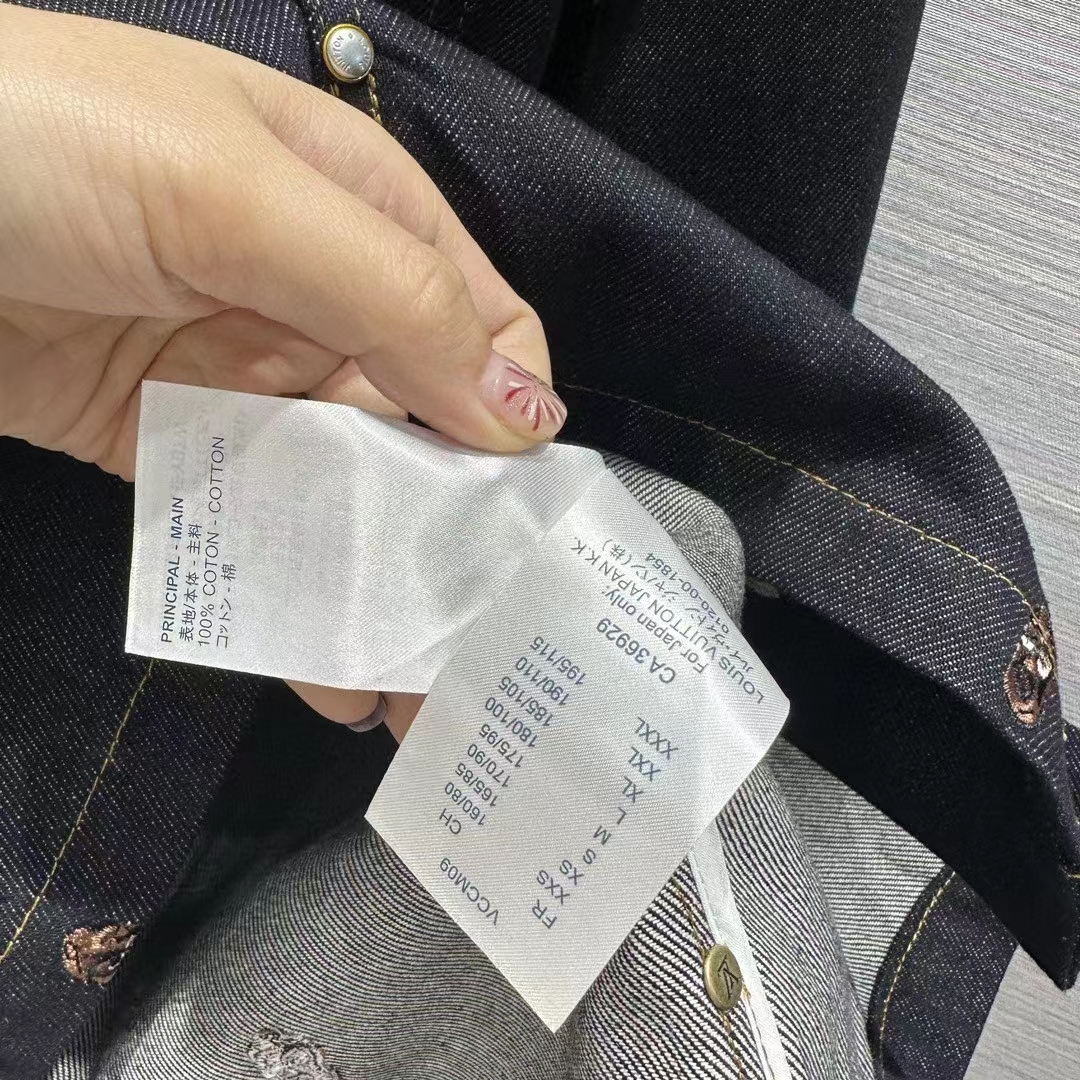 Louis Vuitton Women LV RUNWAY Embroidered Denim Overshirt Oversized Fit Indigo Cotton 1AFHVF