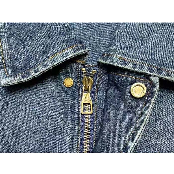 Louis Vuitton Men LV Workwear Denim Jacket Regular Fit Monogram Indigo Cotton 1ABJ7A