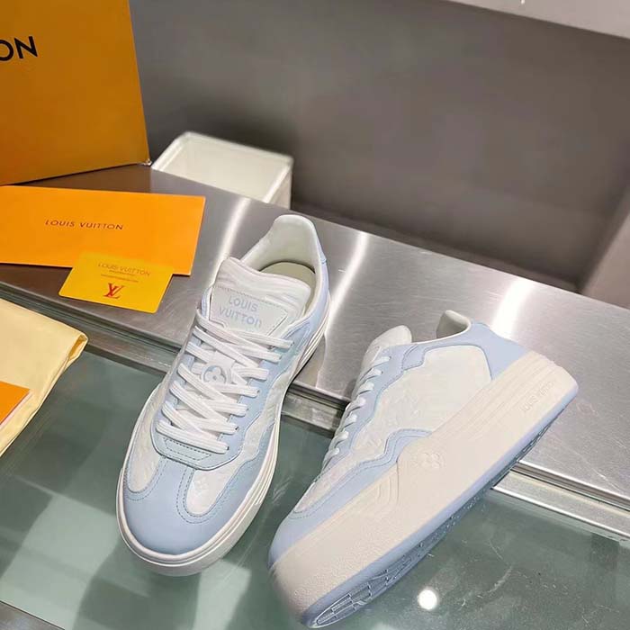 Louis Vuitton Unisex LV Groovy Platform Sneaker Blue Monogram Calf Leather 1ACL28