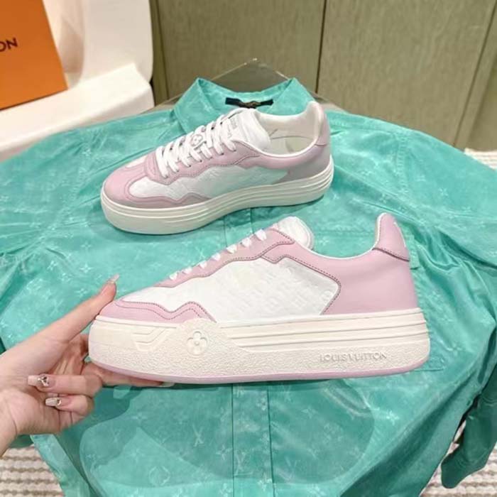 Louis Vuitton Unisex LV Groovy Platform Sneaker Pink Monogram Calf Leather 1ACL1S