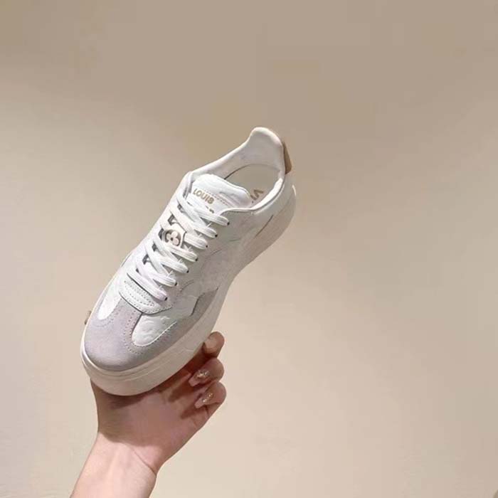 Louis Vuitton Unisex LV Groovy Platform Sneaker White Monogram Calf Leather 1ACHGK