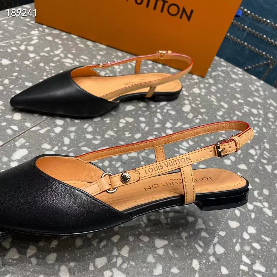 Louis Vuitton Women LV Blossom Slingback Flat Ballerina Black Lambskin 1ACAXC